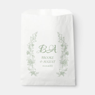 Vintage Mongram Grüne Blumengartenhochzeit Geschenktütchen