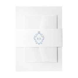 Vintage Monogram Blue Wedding Einladungsbanderole