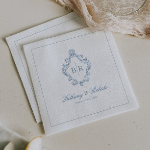 Vintage Monogram Blue Wedding Serviette