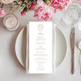 Vintage Monogram Crest Wedding Reception Menu Card Werbekarte