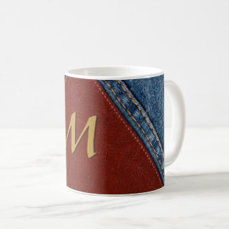 Vintage Monogram-Denim und Leder Kaffeetasse