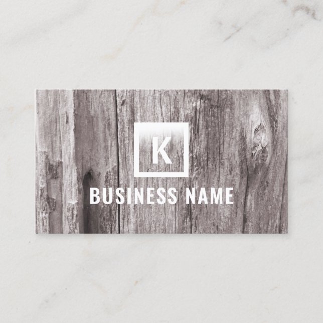 Vintage Monogram Driftwood Business Cards Visitenkarte (Vorderseite)