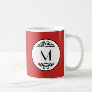 Vintage Monogram Rot - Tasse