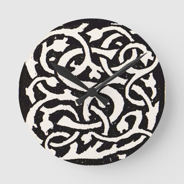 Vintage Monogram S Art Nouveau Letter Runde Wanduhr (Vorderseite)