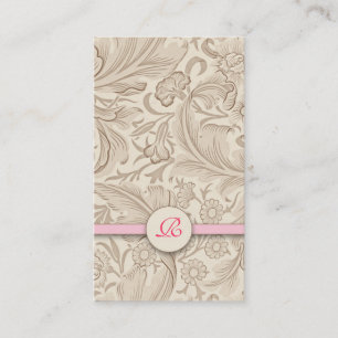 vintage Monogramm braune rosa Visitenkarte