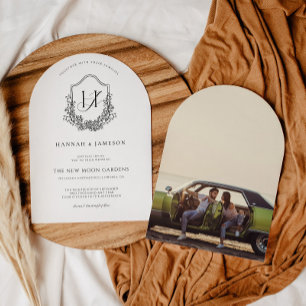 Vintage Monogramm   Floral Boho Hochzeitseinladung Einladung