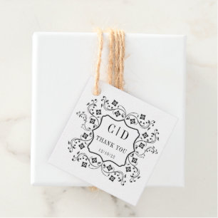 Vintage Monogramm-Gastgeschenk Hochzeit Geschenkanhänger