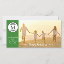 Vintage Monogramm Grün - Fotokarte