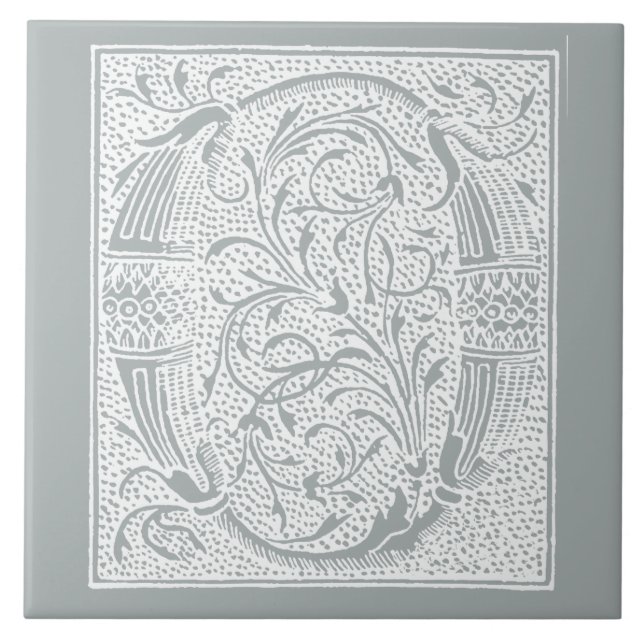 Vintage Monogramm-Initialen-graues Grau "O " des Fliese (Vorderseite)