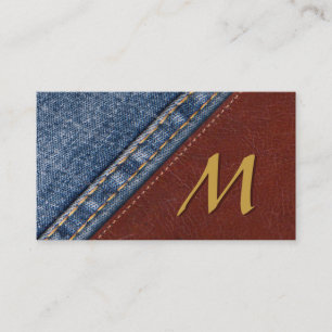 Vintage-Monogramm-Jeans und Leder Visitenkarte