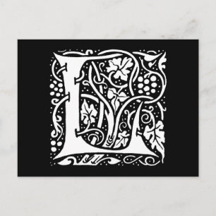 Vintage Monogramm L Art Nouveau Postkarte