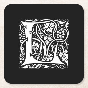 Vintage Monogramm L Art Nouveau  Rechteckiger Pappuntersetzer