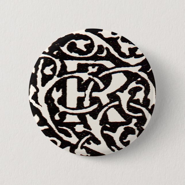 Vintage Monogramm R Art Nouveau  Button (Vorderseite)