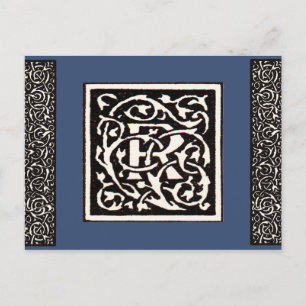 Vintage Monogramm R Art Nouveau Postkarte