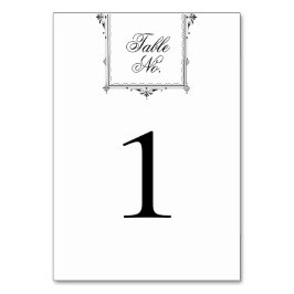 Vintage Monogramm Schwarz-Weiß-Hochzeit Tischnummer