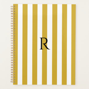 Vintage Monogramm, Streifen aus Gold und Weiß Planer