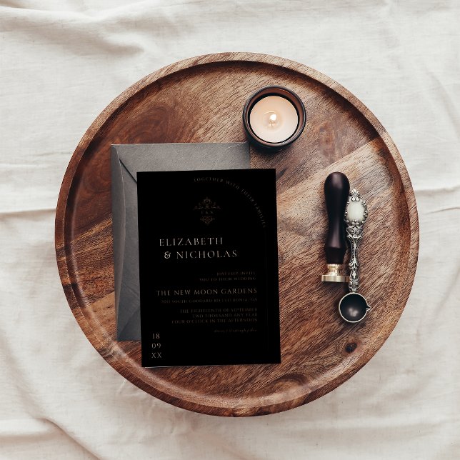 Vintage Monogramm | Verziert Boho Wedding Folieneinladung (Von Creator hochgeladen)