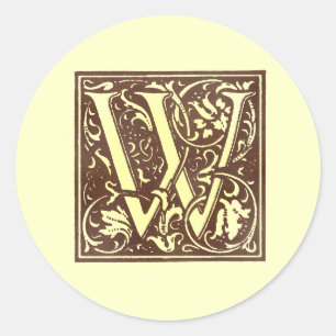 Vintage Monogramm W Runder Aufkleber