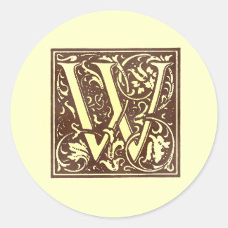 Vintage Monogramm W Runder Aufkleber
