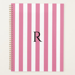 Vintage Monogramme rose et blanc rayures rayées
