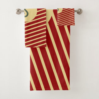 Vintage Monogramme rouge et Gold bandes motif