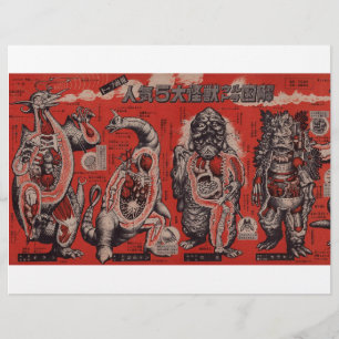 Vintage Monster-Papierblätter für japanische Cutaw