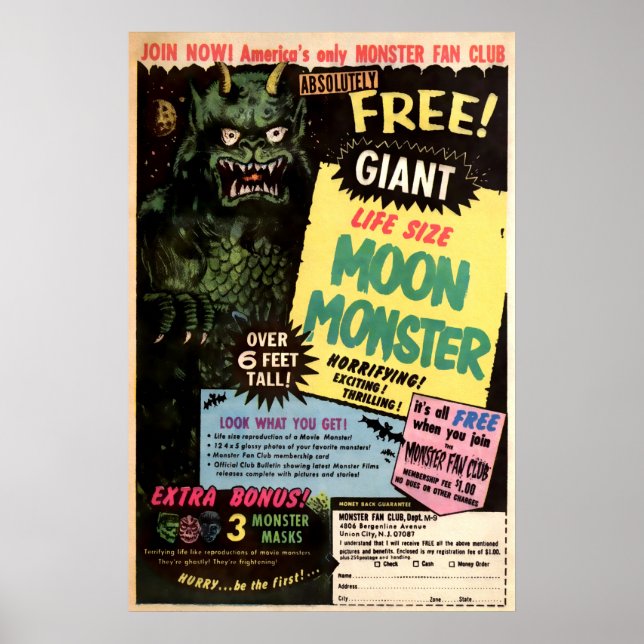 Vintage Monster-Werbung Art Poster (Vorne)