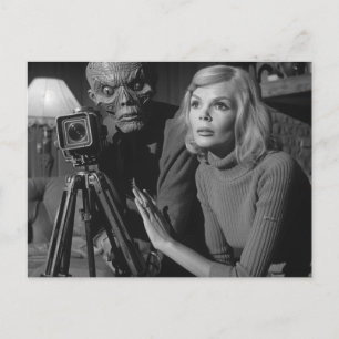 Vintage Monsterfolie Schwarz/Weiß Postkarte