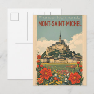 Vintage Mont-Saint-Michel Frankreich Normandie Ges Postkarte