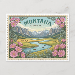 Vintage Montana Paradise Valley Yellowstone River Postkarte