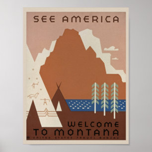 Vintage Montana Reise. Poster