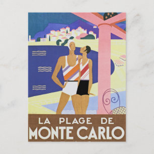 Vintage Monte Carlo Strand Postkarte