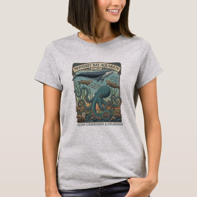 Vintage Monterey Bay Aquarium T-Shirt | Retro Mari (Vorderseite)