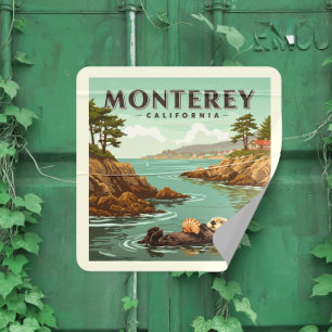 Vintage Monterey Kalifornien Quadratischer Aufkleber