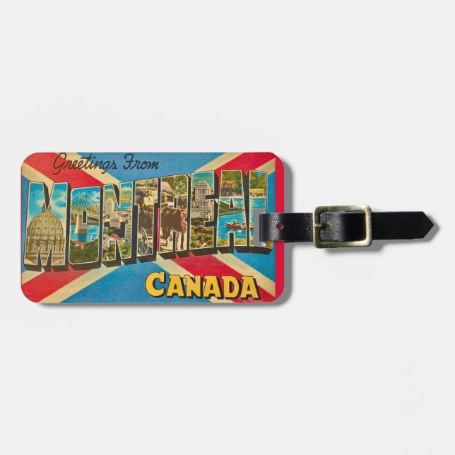 Vintage Montreal Kanada Gepäckanhänger (Vorderseite horizontal)