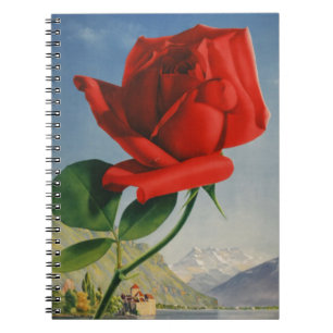 Vintage Montreux Red Rose Schweiz Genf Genfersee Notizblock