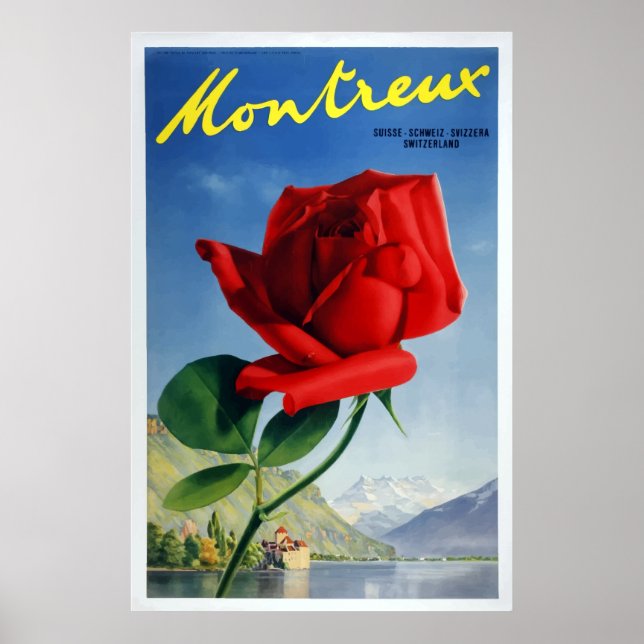 Vintage Montreux Switzerland Travel Poster (Vorne)