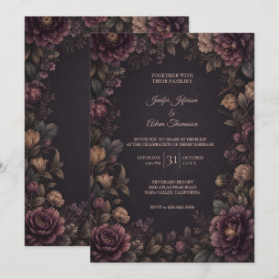 Vintage Moody Flowers Hochzeits-Einladung Einladung