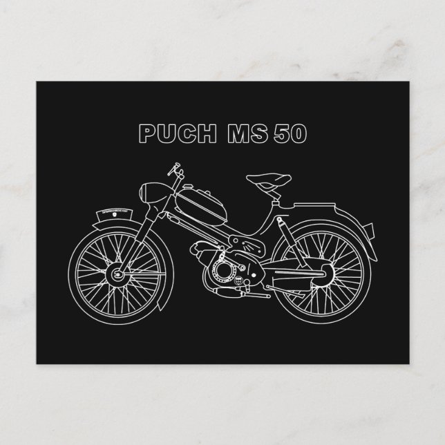 Vintage Moped PUCH MS 50 Postkarte (Vorderseite)
