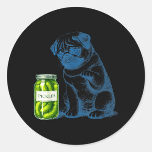 Vintage-Mops-Hund-Ckle-Glas Runder Aufkleber