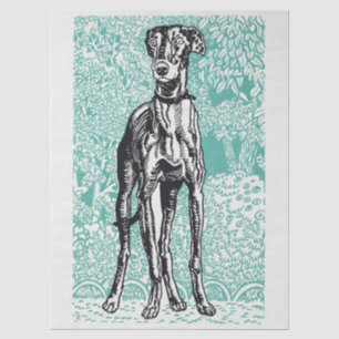 Vintage Moriz Jung Greyhound Art Türkis Hintergrun Seidenpapier
