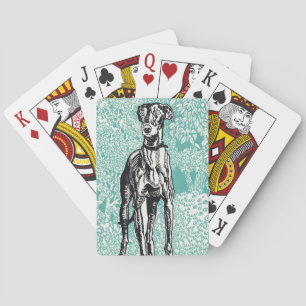 Vintage Moriz Jung Greyhound Art Türkis Hintergrun Spielkarten