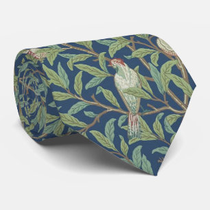 Vintage-Morris-Muster Vögel und Granatäpfel Blau Krawatte