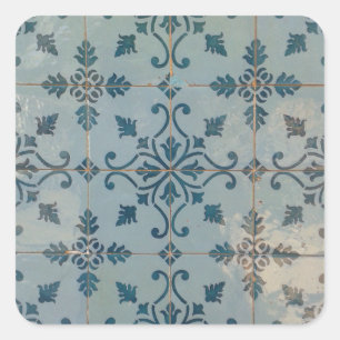 Vintage Mosaiken Portugals Quadratischer Aufkleber