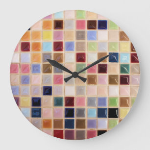 Vintage Mosaikfliesen Große Wanduhr