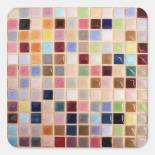 Vintage Mosaikfliesen Quadratischer Aufkleber
