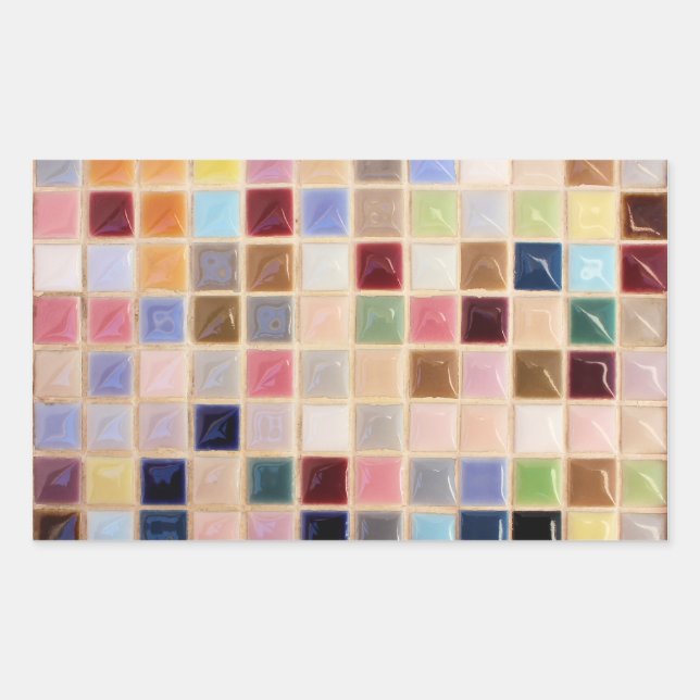 Vintage Mosaikfliesen Rechteckiger Aufkleber (Vorderseite)