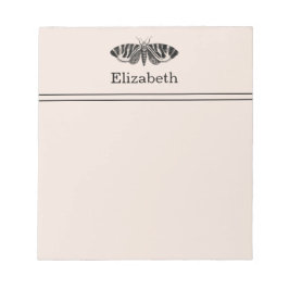 Vintage Moth EleganBlack and Buff mit Namen Notizblock