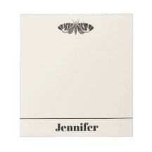 Vintage Moth Illustration Black Beige Personalisie