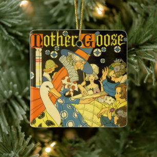 Vintage Mother Goose liest Kindern vor Keramikornament